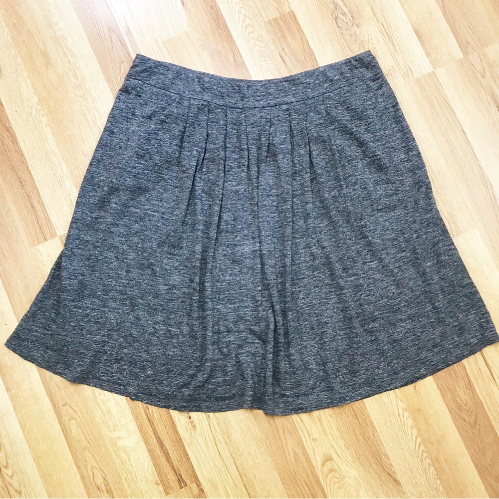 EILEEN FISHER  Gray Linen Pleated Skirt‎ Pull On Knee Length Organic Size Large